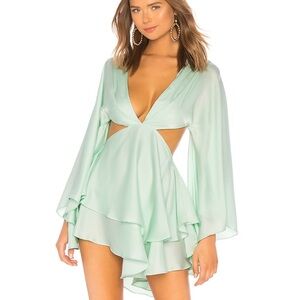 Mint Green Deep-V Revolve Michael Costello Mini Dress